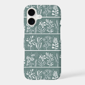 Teal Green Whimsical Botanical Silhouette Art