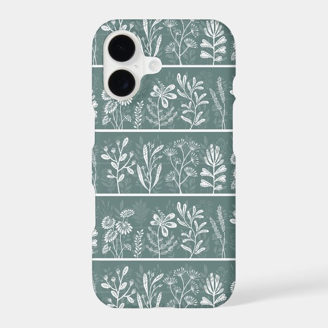 Teal Green Whimsical Botanical Silhouette Art (Back)