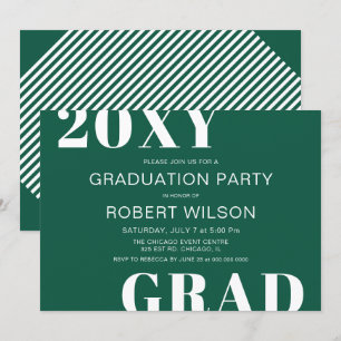 Teal Green White Bold Typography Graduation Party Invitation