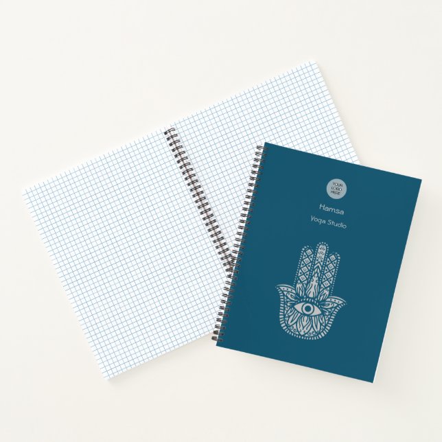 Teal Green Yoga Studio Hamsa Customizable Notebook (Inside)