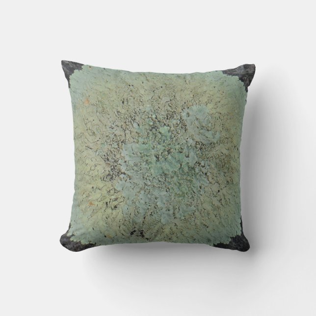 teal gren grey lichen abstract pattern pillow (Front)