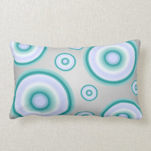 Teal, grey, and neutral blue floating bubbles lumbar pillow