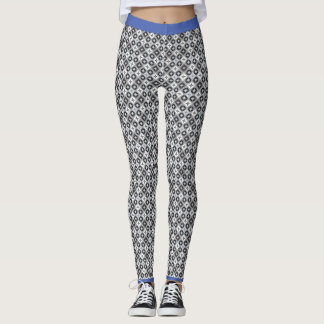 Teal, Grey and White Pattern Leggings