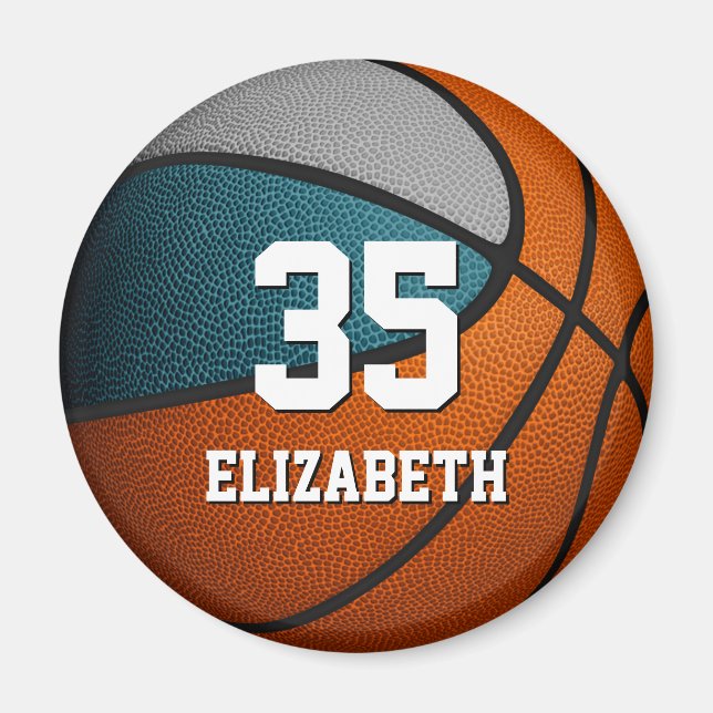 teal grey basketball sports team colours magnet (Front)