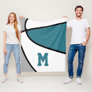 teal grey basketball team colours athletic decor  fleece blanket