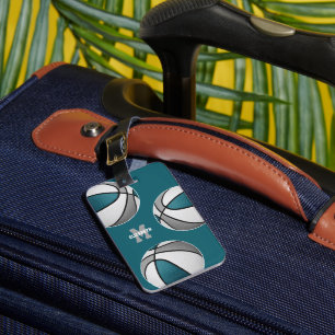 teal grey basketball team colours sports travel luggage tag