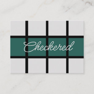 Teal Grey Black Chequered Pattern  Business Card