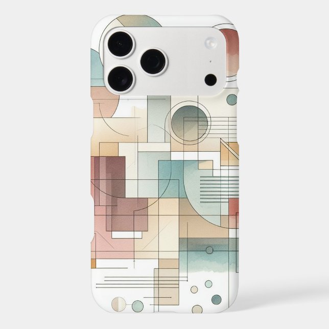 Teal Grey Blue Beige Rust Red Abstract Art Pattern (Back)