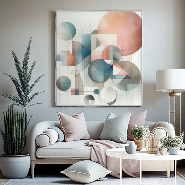 Teal Grey Blue Beige Rust Red Abstract Art Pattern Canvas Print (Creator Uploaded)