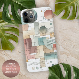 Teal Grey Blue Beige Rust Red Abstract Art Pattern iPhone 11Pro Max Case