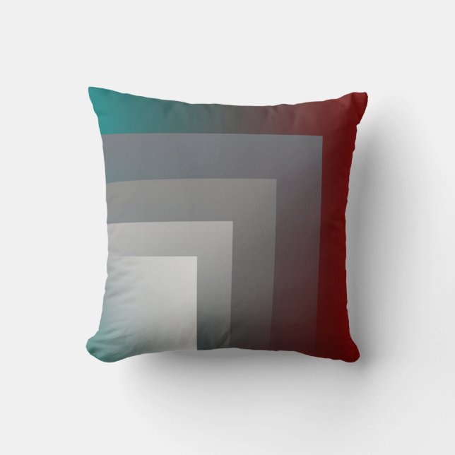 teal grey burgundy pillow (Front)