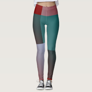 teal grey burgundy squares leggings