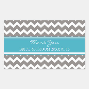 Teal Grey Chevron Thank You Wedding Favour Tags