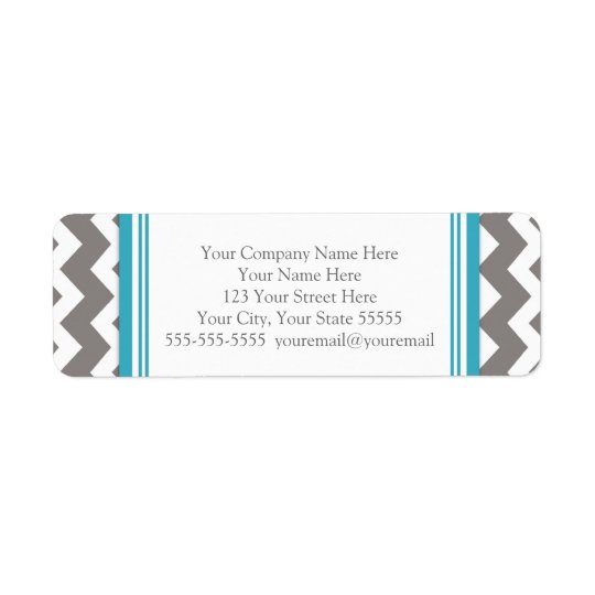 Teal Grey Chevrons Business Contact Info Labels
