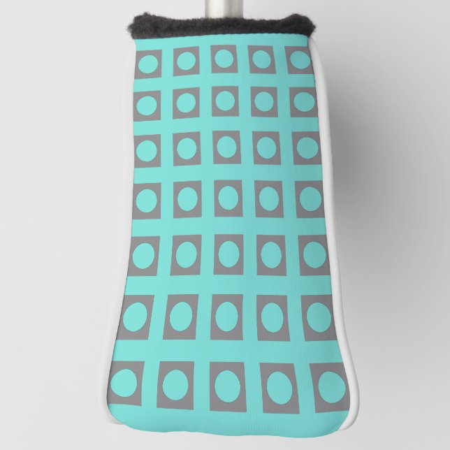Teal Grey Green Square Circle Golf Head Cover (Rotate 90)