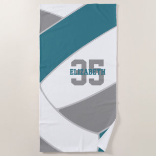 teal grey or ANY volleyball team colours custom Beach Towel