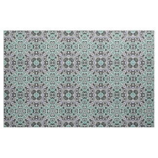 Teal Grey Purple Retro Chic Nouveau Mosaic Pattern Fabric