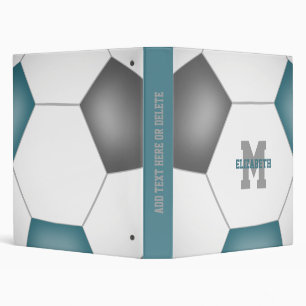 teal grey soccer club colours girls boys name binder
