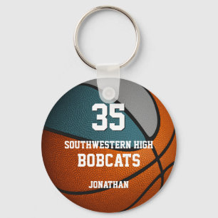 teal grey sports boy girl basketball team colours keychain