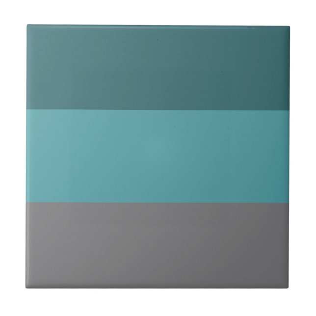 Teal, Grey Stripes Tile (Front)