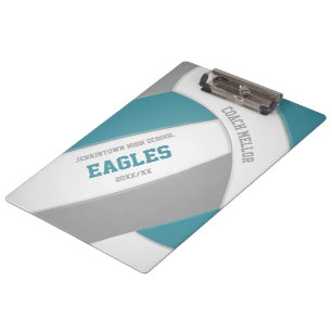 teal grey team colours volleyball coach clipboard