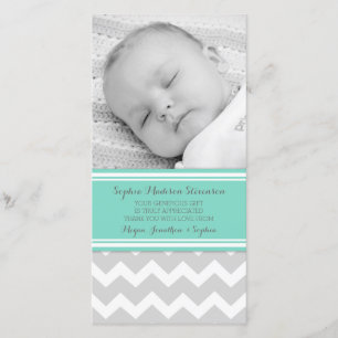Teal Grey Thank You Baby Shower Photo Cards