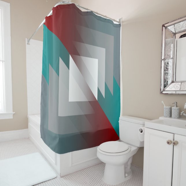 Teal grey triangles on burgundy (In Situ)