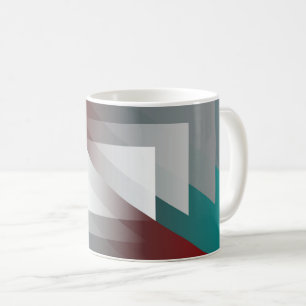Teal grey triangles on burgundy coffee mug