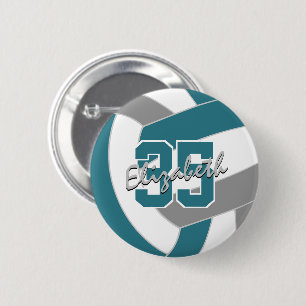 teal grey volleyball team colours 2 inch round button