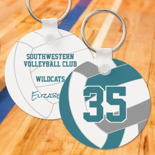 Teal grey volleyball team colours keychain