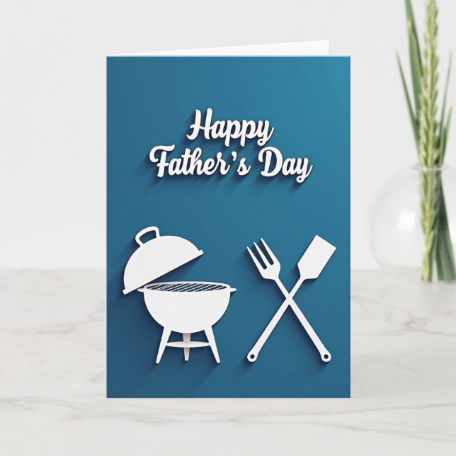 Teal Grilling Fathers Day Card (Front)