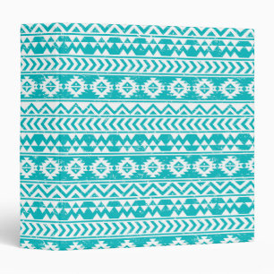 Teal Grunge Aztec Tribal Pattern Binder