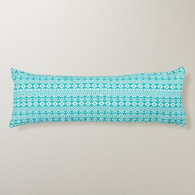 Teal Grunge Aztec Tribal Pattern Body Pillow (Front)