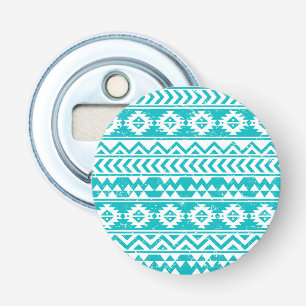 Teal Grunge Aztec Tribal Pattern Bottle Opener