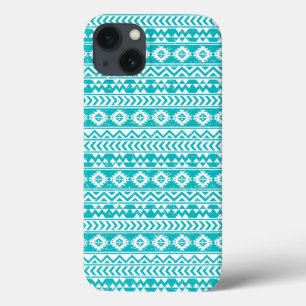 Teal Grunge Aztec Tribal Pattern iPhone 13 Case