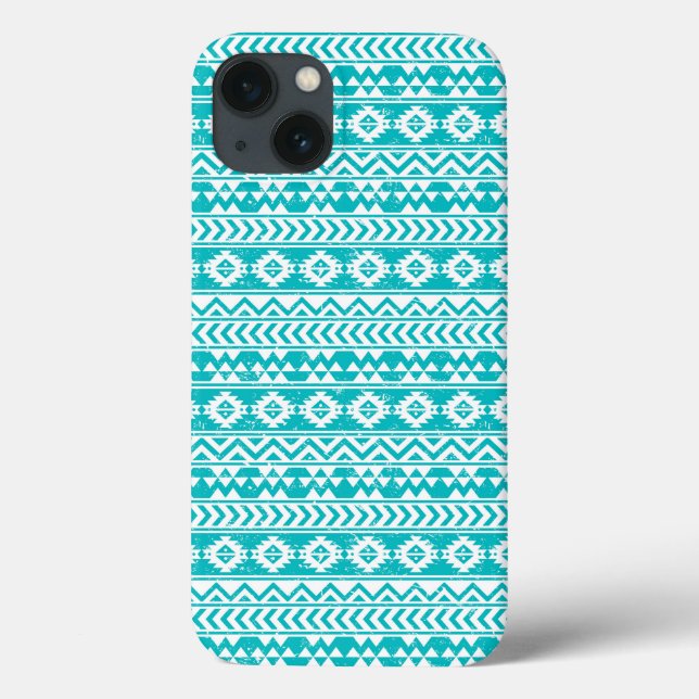 Teal Grunge Aztec Tribal Pattern Case-Mate iPhone Case (Back)