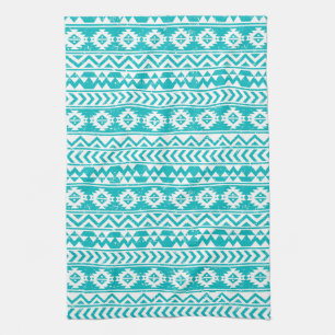 Teal Grunge Aztec Tribal Pattern Kitchen Towel