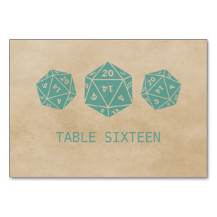 Teal Grunge D20 Dice Gamer Table Card