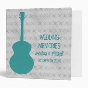 Teal Guitar Grunge Wedding Binder