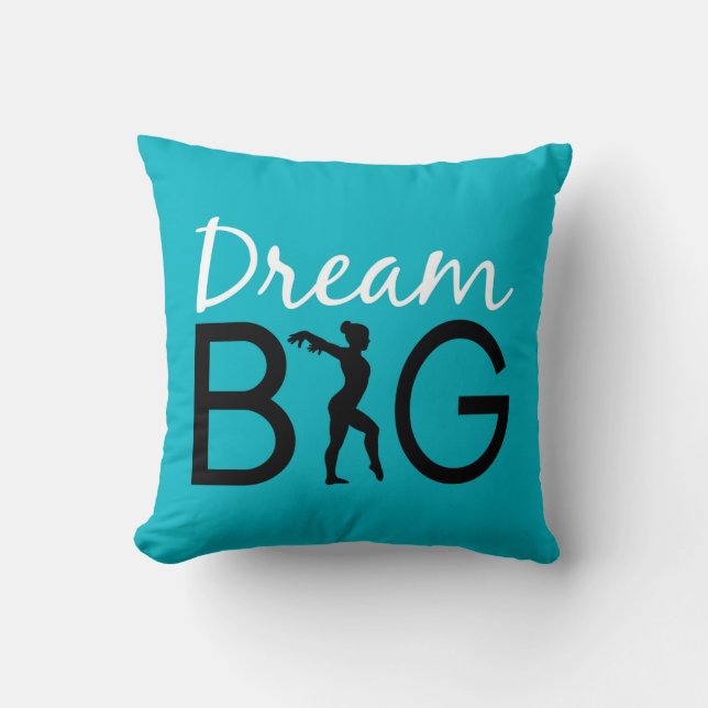 Teal Gymnastics Throw Pillow (Front)