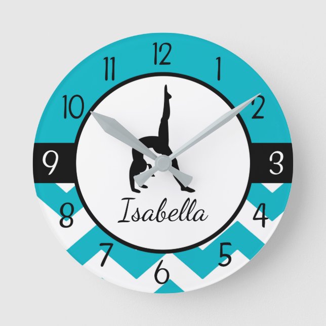 Teal Gymnastics Wall Clock (Front)