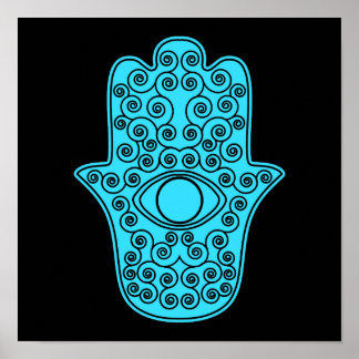 Teal Hamsa-Hand of Miriam-Hand of Fatima.png Poster