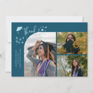 Teal Hand Written Thank You Multi Photo Announcement