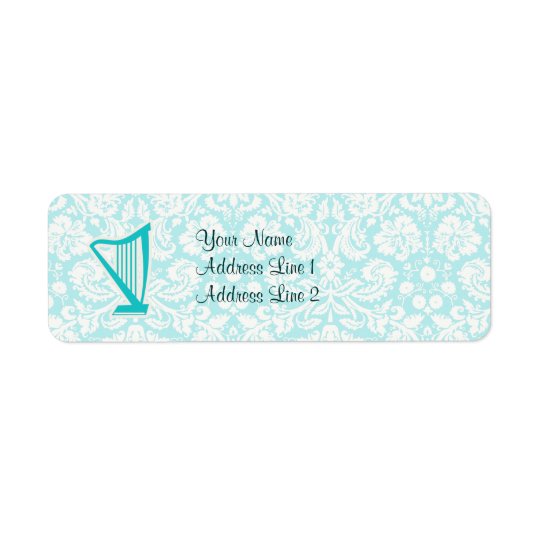 Teal Harp Return Address Label
