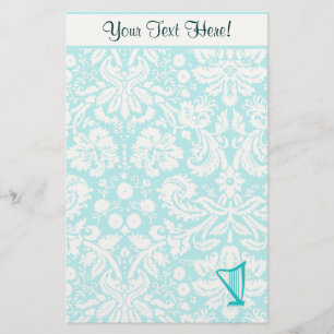 Teal Harp Stationery