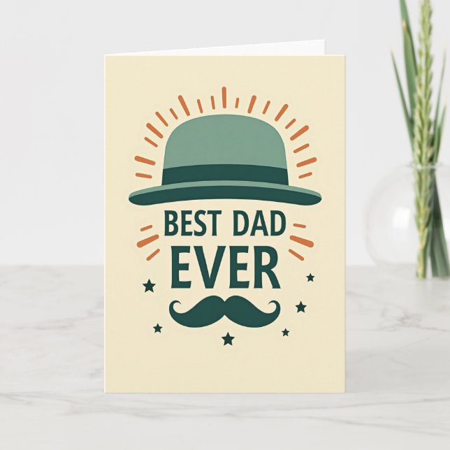 Teal Hat Best Dad Ever Card (Front)