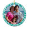 Teal Hawaiian Hibiscus Christmas Photo Ornament