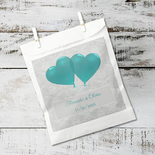 Teal Heart Balloons Wedding Favour Bag
