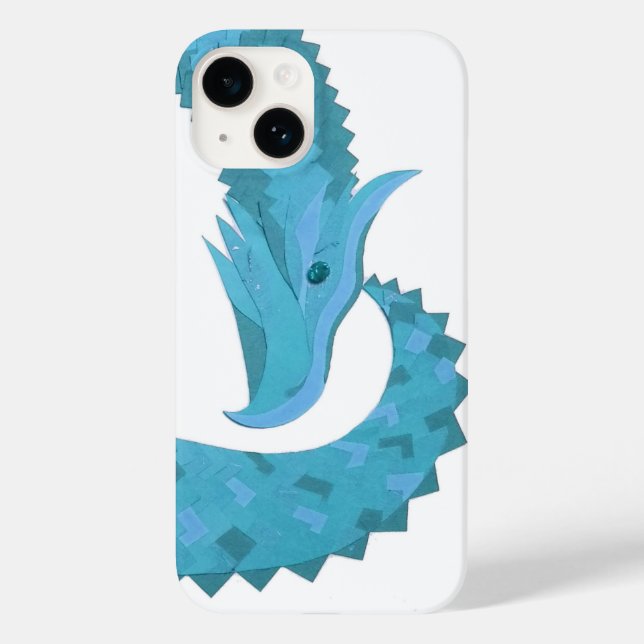 Teal heart dragon on white Case-Mate iPhone case (Back)