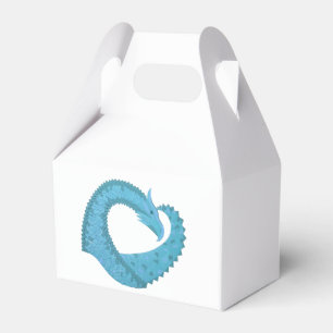 Teal heart dragon on white favor box